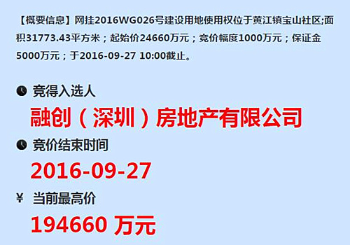 黄江地王“胞弟”出让价19.47亿！楼面价20442元/㎡！